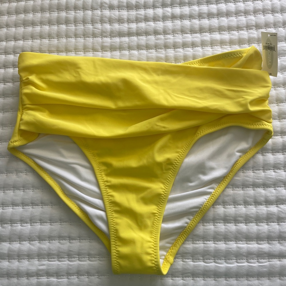 NWT Vibrant Yellow Wrap High Waist Bikini Bottom
